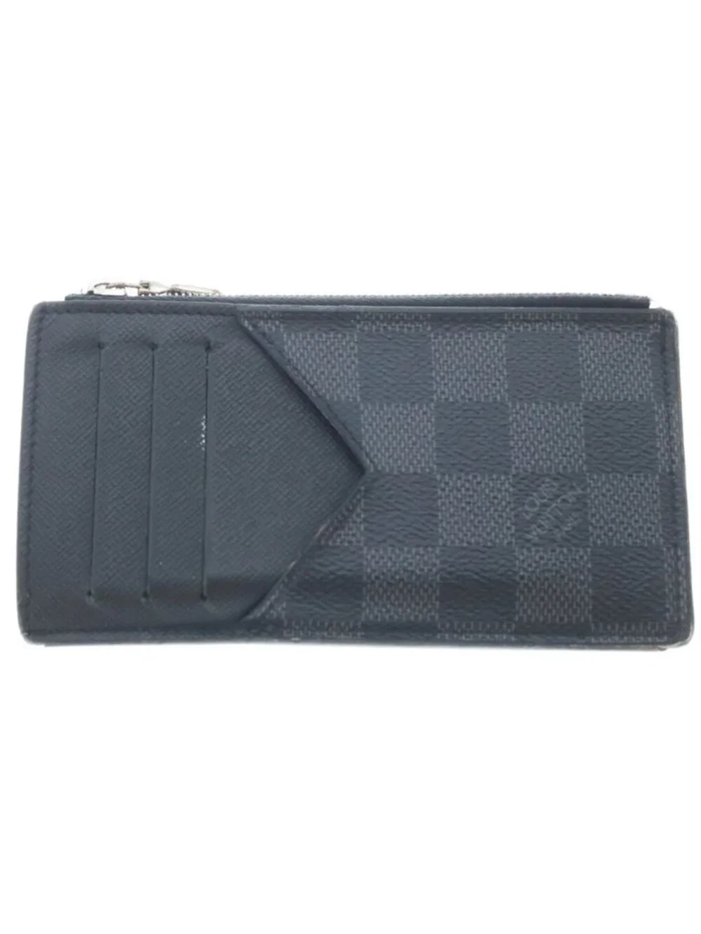 Louis Vuitton Damier Graphite Coin Card Holder Case Business Black Silver